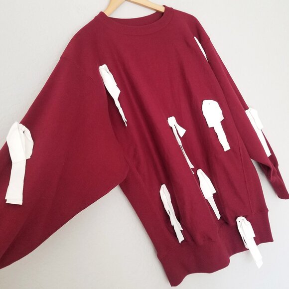Urban Outfitters BDG Kimchi Blue Jasmine Oversized Bow Sweatshirt Burgundy S $99 - Picture 11 of 16